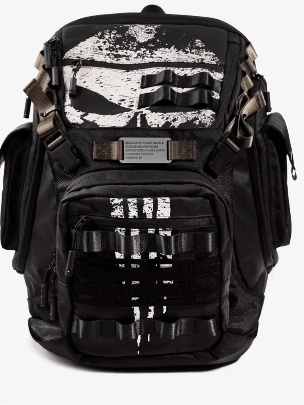 Marvel Black The Punisher Tactical Backpack with White Graphic